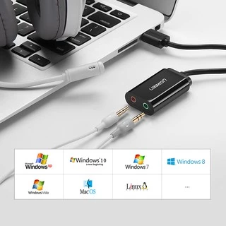 Ugreen อะแดปเตอร์การ์ดเสียงภายนอก USB เป็นไมโครโฟน 3.5 มม. สําหรับแล็ปท็อป คอมพิวเตอร์ PS4