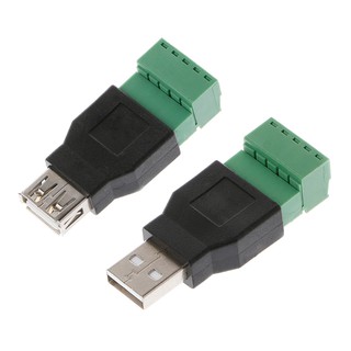 WER USB 2.0 Type A Male/Female to 5P Screw w/ Shield Terminal Plug Adapter Connector