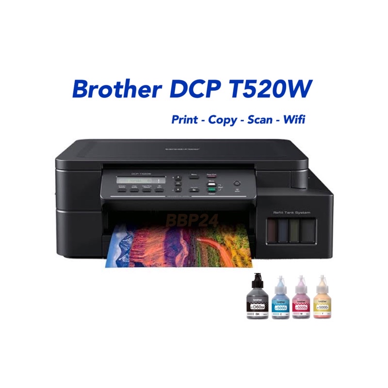 Printer Brother DCP T520W Wifi Print Copy Scan ปริ้นกับโทรศัพท์มือถือ พร้อมหมึกแท้