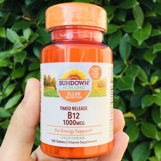 B12 Time Release 1,000 mcg 120 Tablets (Sundown Naturals®) ช่วยสร้างเซลล์เม็ดเลือดแดง เพิ่มพลังงานให้ร่างกาย