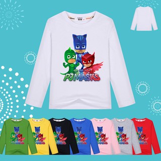 เสื้อยืดแขนยาว พิมพ์ลาย PJ MASKS สำหรับเด็ก