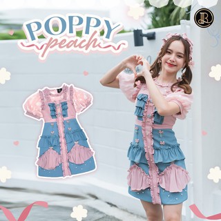 BLT BRAND การันตีเสื้อผ้าแบรนด์แท้ มินิเดรสสีฟ้าชมพูระบาย POPPY PEACH