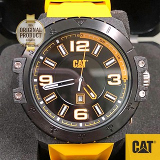 CATERPILLAR WATCHES "CAT" นาฬิกาข้อมือชายรมดำ สายซิลิโคนสีเหลือง รุ่น KO.161.27.137