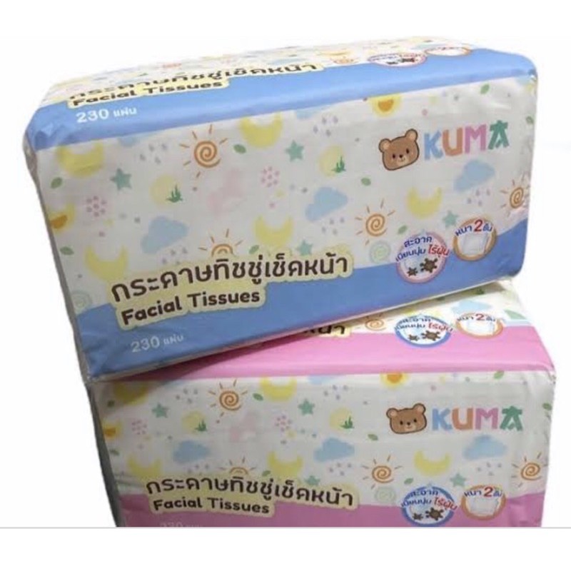กระดาษทิชชู่เช็ดหน้าคุมะ 230แผ่น 4แพค 100