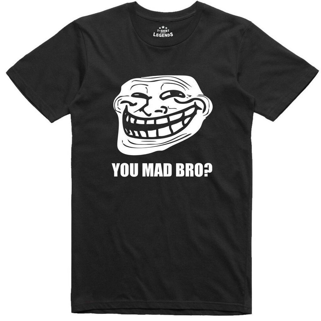 Troll Face Mem You Mad Brofist? Gamer Web Geek เสื้อยืดทรงหลวมสําหรับผู้ชายตลก
