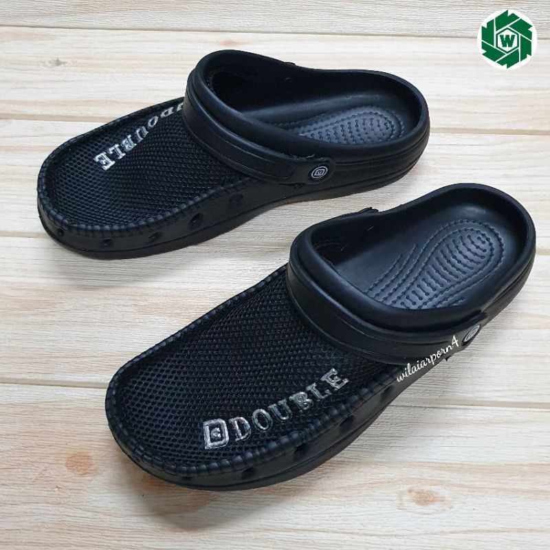 รองเท้าหัวโต DOUBLE (ผ้า) รองเท้าแตะแบบสวม ไซส์ 40-45 สีดำ