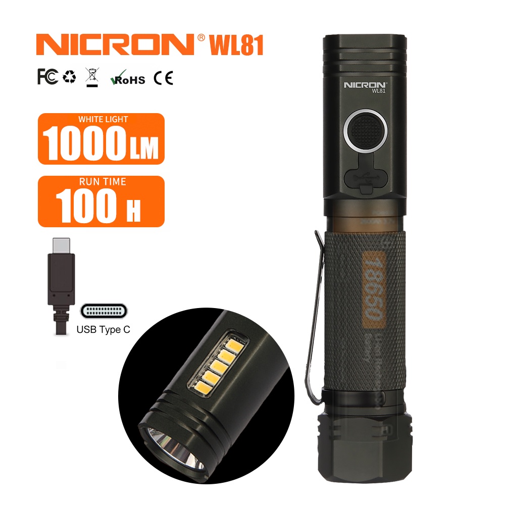 Nicron ไฟฉายสปอตไลท์ Led WL81 Ip67 แม่เหล็ก 18650 กันน้ํา WL81