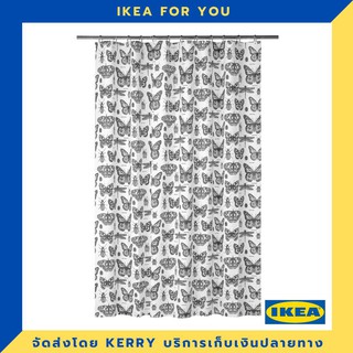 IKEA ผ้าม่านห้องน้ำ ขาว/เทาเข้ม 180x200 ซม. ขายดี !!!