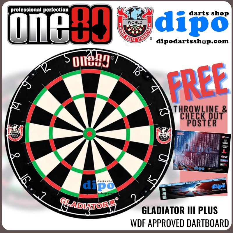 ONE80 GLADIATOR 3 Plus WDF กระดานปาเป้าที่ได้รับการอนุมัติ (แบบใบมีด) - กระดานปาเป้าเหล็ก ONE80