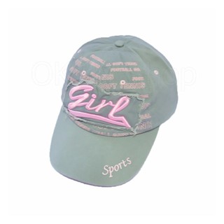 OK&amp;M Shop หมวกsports ปักชื่อ girl (สีเทา)