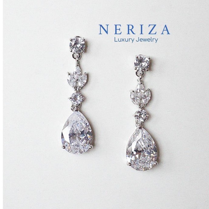 Neriza Jewelry ต่างหูเพชรสังคราะห์ประกายเทียบเท่าเพชรแท้ รหัส NE028