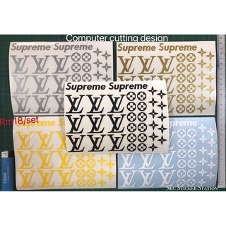 สติกเกอร์ตัด ลาย supreme lv (14 ซม. X20 ซม.) &lt;สีดํา สีขาว สีเงิน สีเหลือง สีทอง&gt; lv supreme