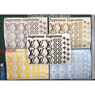 สติกเกอร์ตัด ลาย supreme lv (14 ซม. X20 ซม.) &lt;สีดํา สีขาว สีเงิน สีเหลือง สีทอง&gt; lv supreme