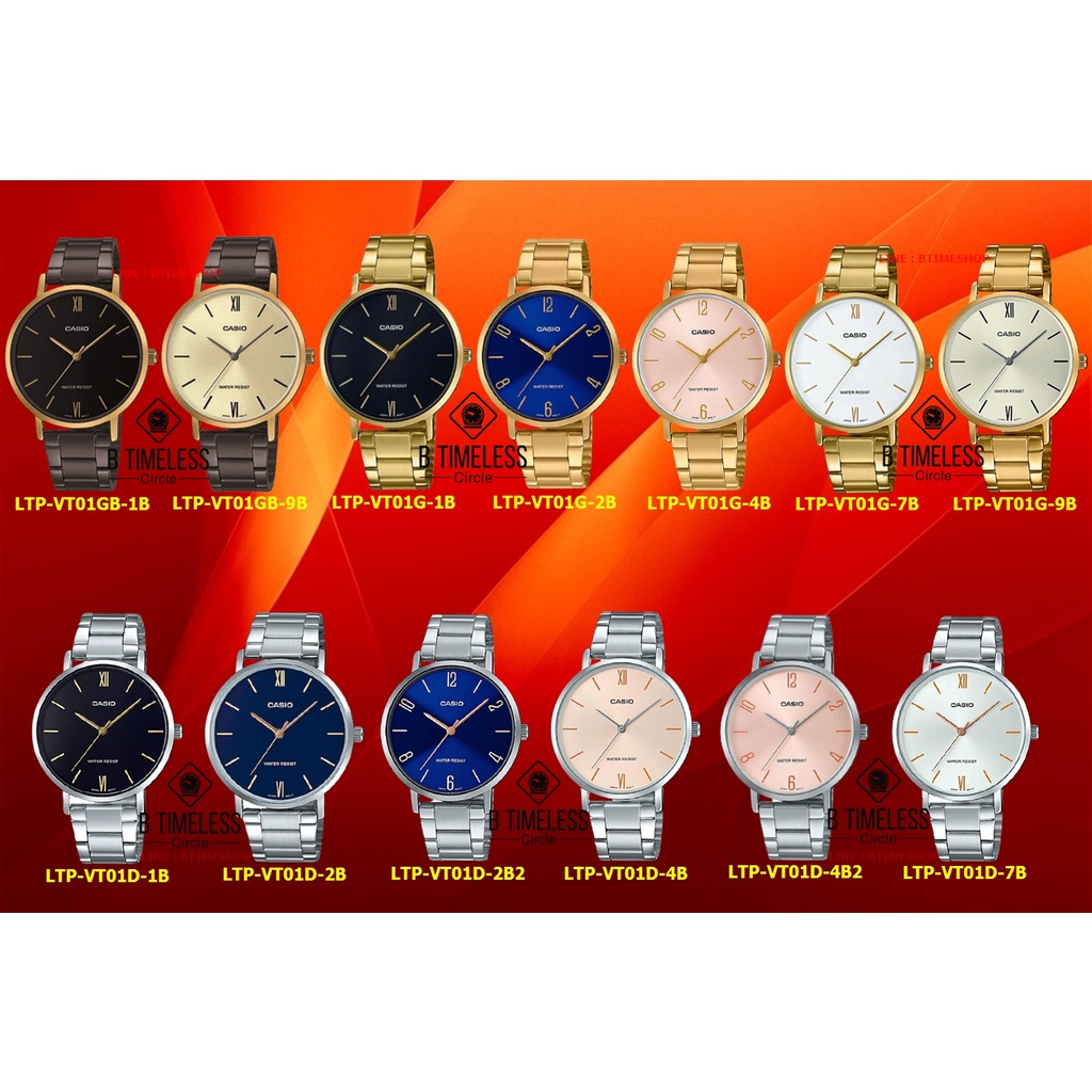 CASIO สำหรับผู้หญิง รุ่น LTP-VT01G/LTP-VT01D/LTP-VT01BL/LTP-VT01GL/LTP-VT01L ของแท้100% รับประกัน1ปี