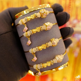 ราคาข้อมือปี่เซียะแพนโดร่า V.3 เกลียวทองเหลือง(กิมตุ้ง) น้ำหนักทอง 0.1-0.15 กรัม ทองคำแท้ 99.99% (24K) ยาว 15 -18 cm ปรับได้