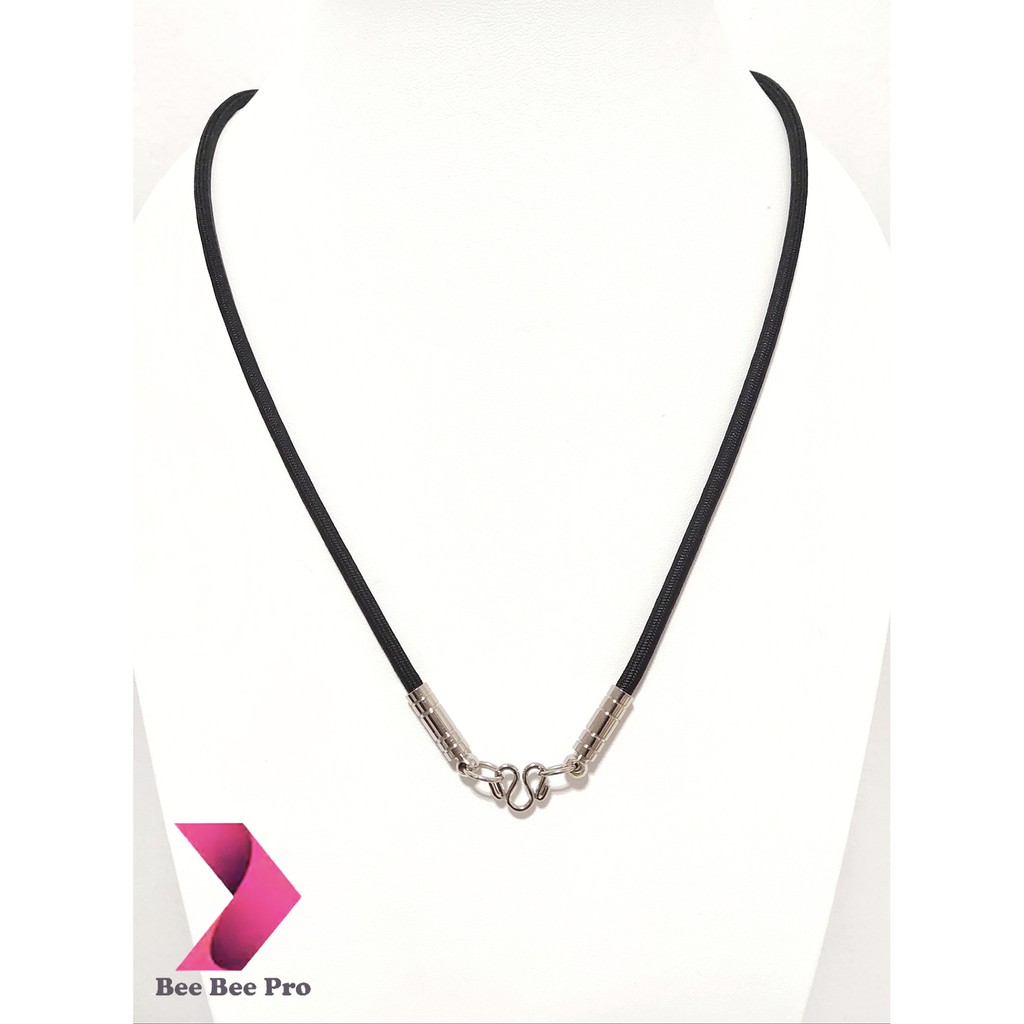 BBP54 - สร้อยคอเชือกร่ม 24 นิ้ว 1 ห่วง สร้อยคอห้อยพระ สร้อยคอผู้ชาย หัวสร้อยสแตนเลส