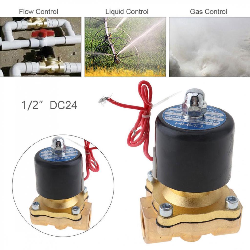 วาล์วทองเหลืองไฟฟ้า solenoid 1/2 นิ้ว dc 24v