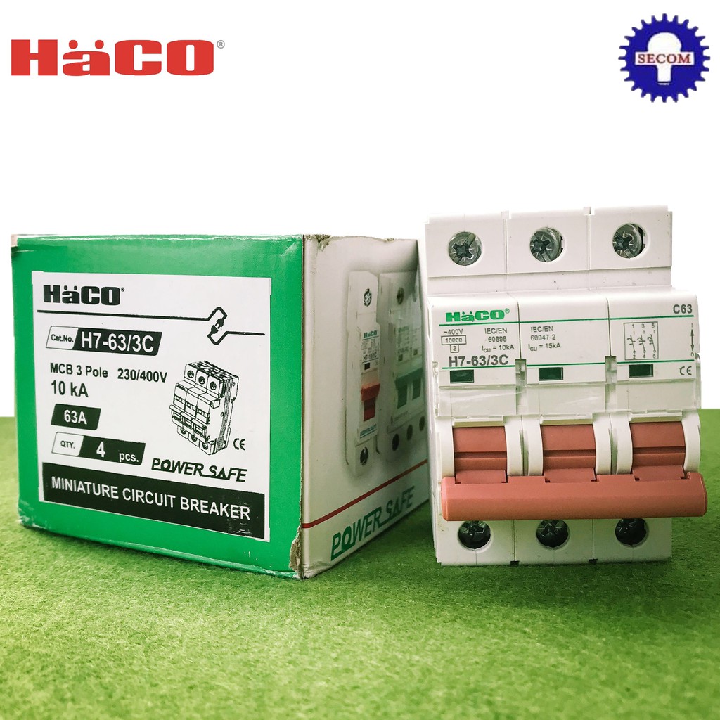 ลูกเซอร์กิต HACO MCB H7-63/3C 3P 63A 230/400V Miniature Circuit Breaker HACO 3P 63A เซอร์กิตเบรกเกอร์ ของแท้เป็นตัวแทน
