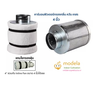 คาร์บอนฟิลเตอร์ 4 นิ้ว 6 นิ้ว Activated Carbon Filter สำหรับต่อกับพัดลมดูดอากาศ Inline Fan