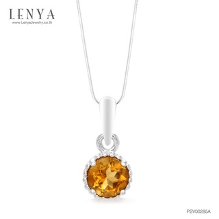 Lenya Jewelry จี้พลอยซิทริน (Citrine) ตัวเรือนเงินแท้ชุบทองขาว เสริมบุคลิกและความั่นใจสวยโดดเด่นได้ด้วยจี้เงินแท้