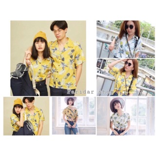 🍍🍍เสื้อเชิ้ตฮาวาย&amp;เซ็ตคู่รัก 🍍🍍ลายสัปปะรด รับสงกรานต์ ชิกๆ ลายต้นไม้น่ารักสวยสุดๆ เนื้อผ้าสปัน ลายยอดฮิตมาแรงงง. !!