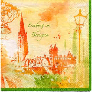 Pladao Napkin ภาพวาด ลายเส้น โบสท์ Freiburg im Breisgau  กระดาษ แนพกิ้น สำหรับงานศิลปะ เดคูพาจ decoupage ขนาด L 33x33