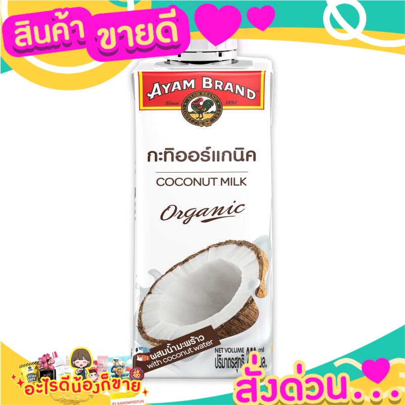 อะยัม กะทิออร์แกนิค 250 มิลลิลิตร - Organic Coconut Milk 250ml Ayam Brand กะทิแท้จากธรรมชาติ 100%