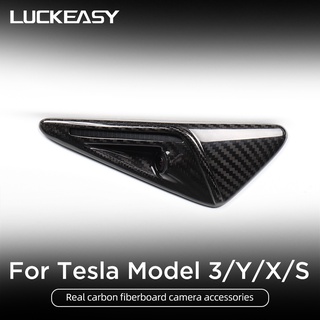 Tesla อุปกรณ์เสริมFor Tesla Model 3 Y S X carbon fiber Accessories model3 20172022 Side standard leaf board stickers sid