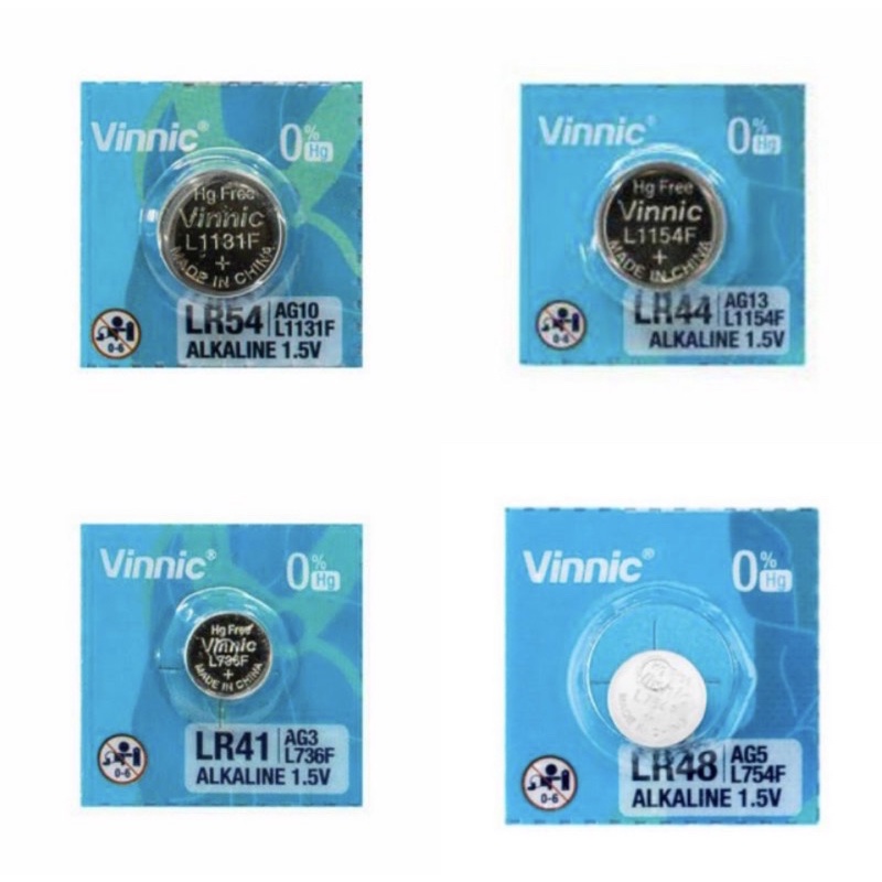 ของแท้100%ถ่านVinnic alkaline (เลือกเบอร์/ขนาด LR54 LR44 LR41 LR48) 1ก้อน