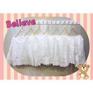 เสื้อลูกไม้ลายฉลุแขน5ส่วน