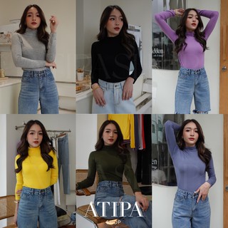 Atipashop - เสื้อคอเต่า คอเต่าเซล แขนยาว ผ้าเรยอน เนื้อนิ่ม มีสีให้เลือกหลายสี