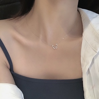 myhunnybear 🤍 พร้อมส่ง 🤍 สร้อยเงินแท้ 92.5% จี้ผีเสื้อ แต่งคริสตัล ( Butterfly silver necklace )