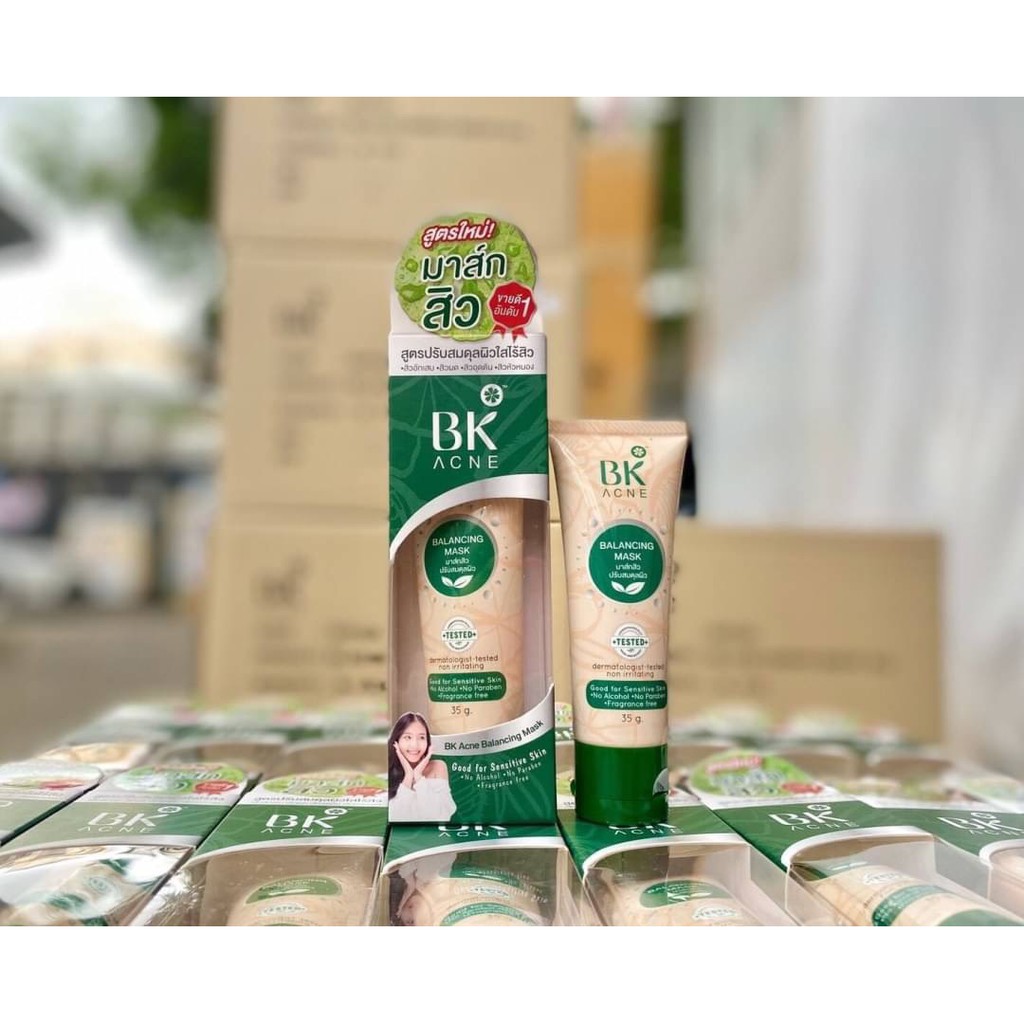 (แท้) BK Acne Balancing Mask 35g บีเค แอคเน่ บาลานซื่ง มาสก์สิว แบบหลอด 4.8