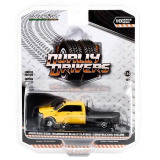 Greenlight 1/64 Dually Drivers Series 10 2020 RAM 3500 Tradesman Dually Flatbed - Construction Yellow 46100-F