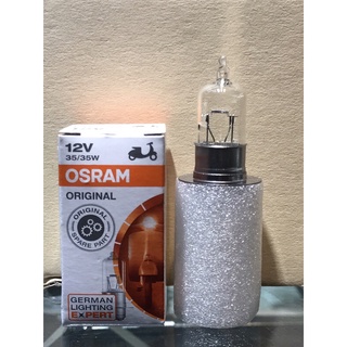 หลอดไฟหน้า OSRAM ฮาโรเจนแท้ 12V35/35W 2ขั้ว wave,mio,fino,dream,scoopyรุ่นแรก,sparkรุ่นคาบู