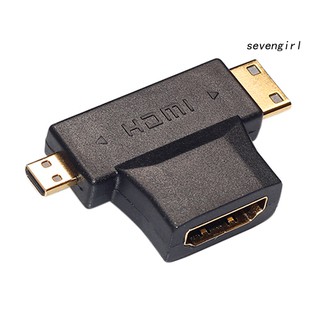 【SG】3 In 1 อะแดปเตอร์แปลงสายเคเบิ้ล Micro HDMI Male Mini HDMI Male to HDMI 1.4 Female