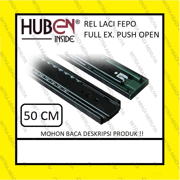 HUBEN FEPO 50 ซม. Push To Open Full Extension Drawer Rail Tip บน PTO