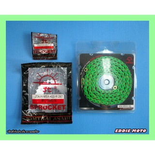 HONDA GROM125 MSX125 FRONT (12T) and REAR (28T) SPROCKET &amp; CHAIN 420N / 120L "GREEN" SET // โซ่สีเขียว #สเตอร์หน้าหลัง