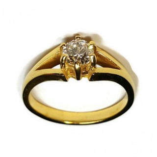 Royal Crown Jewelry Stainless Steel 316L แหวนประดับ CZ ขาว อย่างดี รุ่น The best 1020 (Gold)