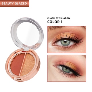 Beauty GLAZED 2 in 1 พาเลทอายแชโดว์ ชิมเมอร์ เนื้อแมตต์ ผสมชิมเมอร์ เกลี่ยง่าย