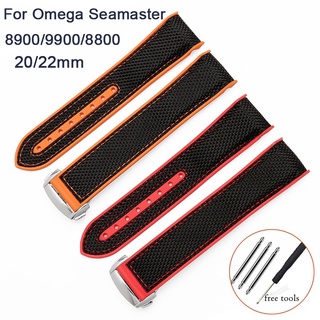 สายนาฬิกาข้อมือ สายยางไนล่อน ผ้าแคนวาส ขนาด 20 มม. 22 มม. สําหรับ Omega Seamaster Planet Ocean 8900 9900 8800