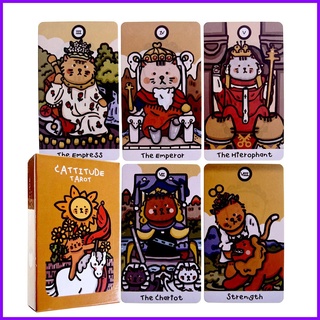 ไพ่ทาโรต์ สําหรับผู้เริ่มต้น Cattitude Tarot Decks Future Telling Game Cards Original Tarot Decks for Beginner Board notath