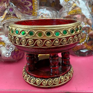 ขันโตก ขันโตกไม้ ขันโตกปิดทอง ขันโตกทอง พานไม้ พาน พานทอง พานจิ๋ว ลายไทย เเละลายตัวหนอน พระพิฆเนศ องค์เทพ