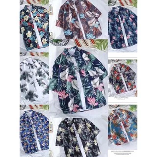 เสื้อเชิ้ตคอปก เสื้อเชิ้ตผู้ชาย พิมพ์ลายฮาวาย