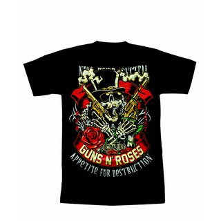 เสื้อยืด t-shirt ลาย gun n roses -Bone -Gold Gun