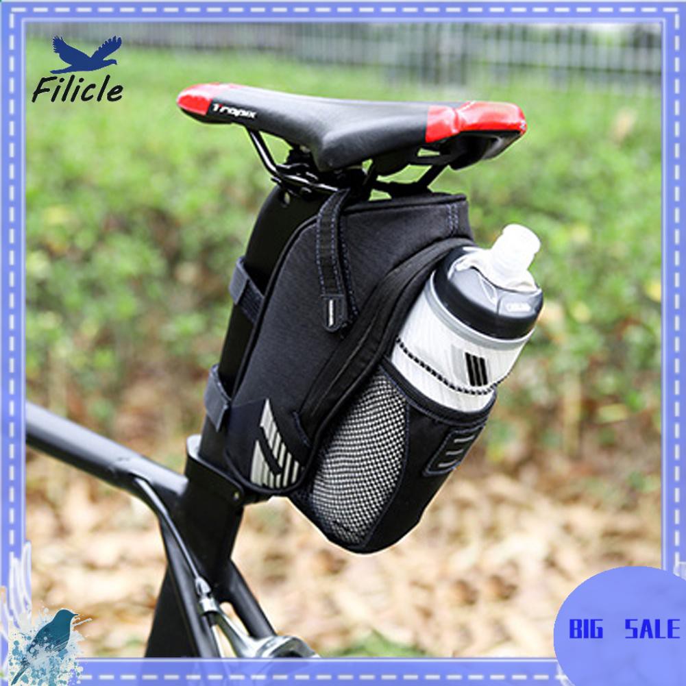 Bicycle Saddle Bag With Water Bottle Pocket Bike Rear Bags Seat Tail