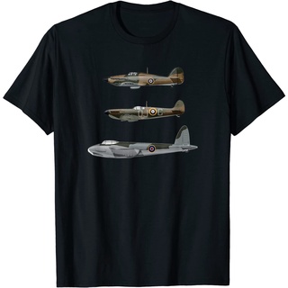 เสื้อยืดผ้าฝ้าย 100% พิมพ์ลาย Raf Ww2 Wwii Fighter Planes Spitfire Hurricane Mosquito สําหรับผู้ชาย