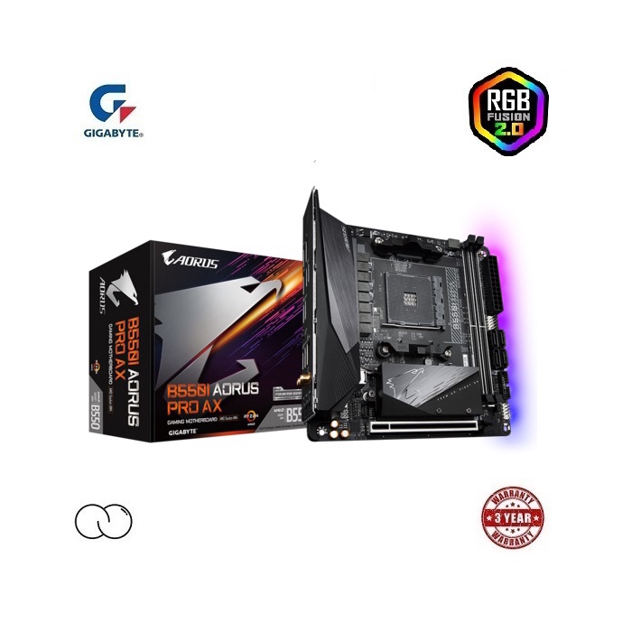 เมนบอร์ด GIGABYTE B550I AORUS PRO AX Mini ITX | AMD Ryzen AM4 Socket RGB Fusion 2.0 Gaming Mobo | B5