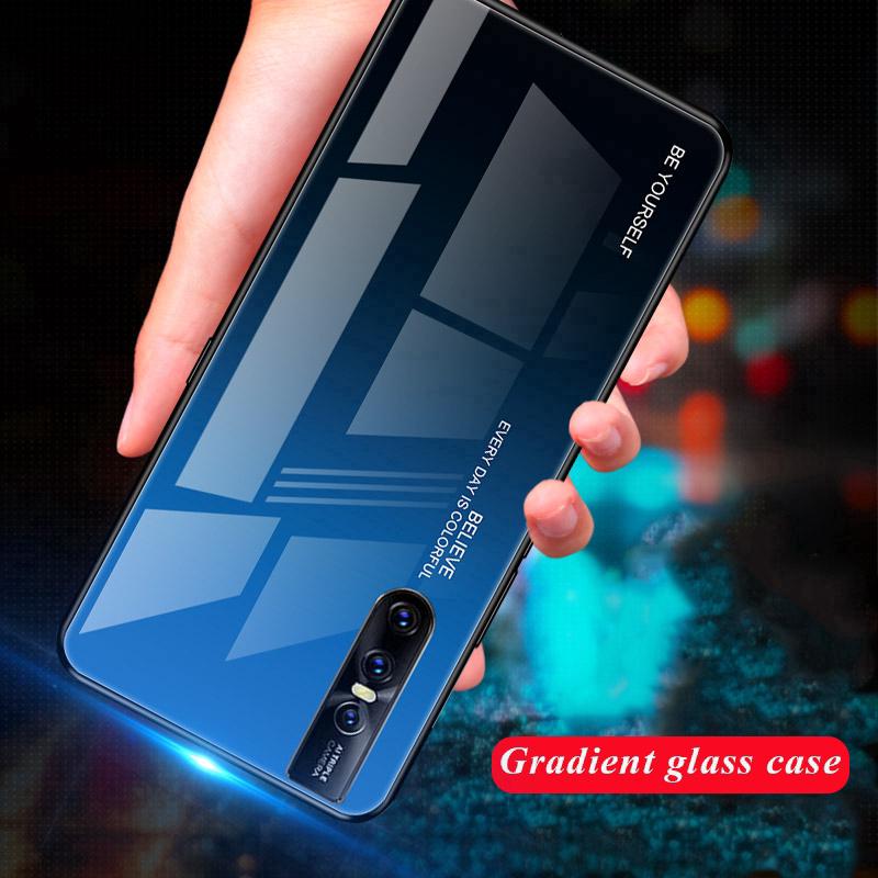 VIVO V15 Pro V11i V9 Y85 S1 Case Gradient Tempered Glass Soft Frame Phone Cover