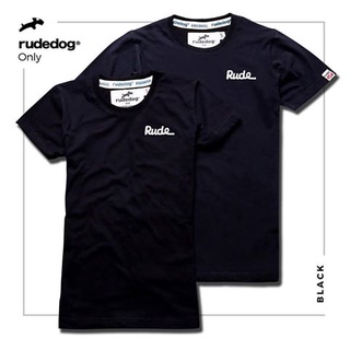 rudedog  เสื้อคอกลม  ชาย หญิง รุ่น only สีดำปักขาว